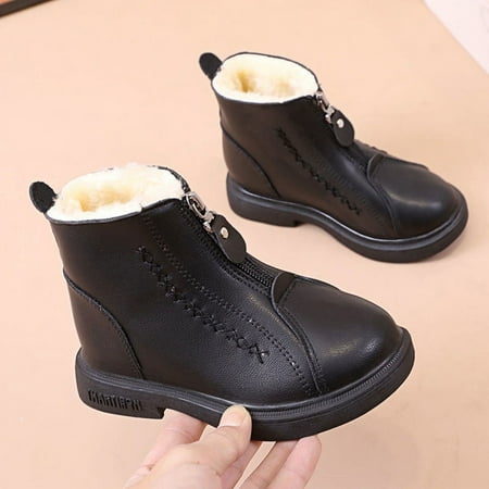 

Girls Winter Warm Snow Boots Outdoor Waterproof And Anti-Skid Fur Lined Cotton Shoes