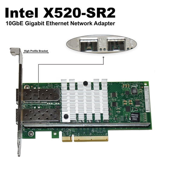 Pre-Owned Yottamark Intel X520-SR2 Dual 10GbE SFP+ Network Interface Card E10G42BFSRBLK