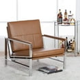 thumbnail image 3 of Studio Designs Home Atlas Leather and Metal Accent Chair in Caramel/Chrome, 3 of 6