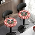 thumbnail image 3 of ZIATUBLE Christmas Cow Round Stool Cover Cushion Circle Chair Seat Covers 14-16 Inch Stretchy Circle Chair Dust Covers Protector 2 Pieces Set Fit for Most of Regular Size Round Stool, 3 of 6