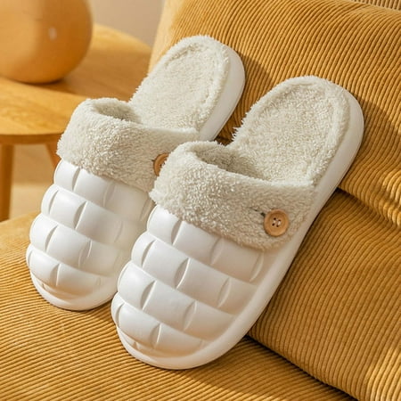 

AXXD Sandals Women Mens Bubble Slippers Slip-on Plush Warm Home Slippers Comfortable Thick Bottom Slippers(6.5 White)
