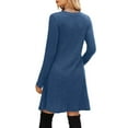 thumbnail image 4 of CIENVNSTG Dresses for Women Round-Neck Long Sleeve Going Out Dress Blue L, 4 of 5