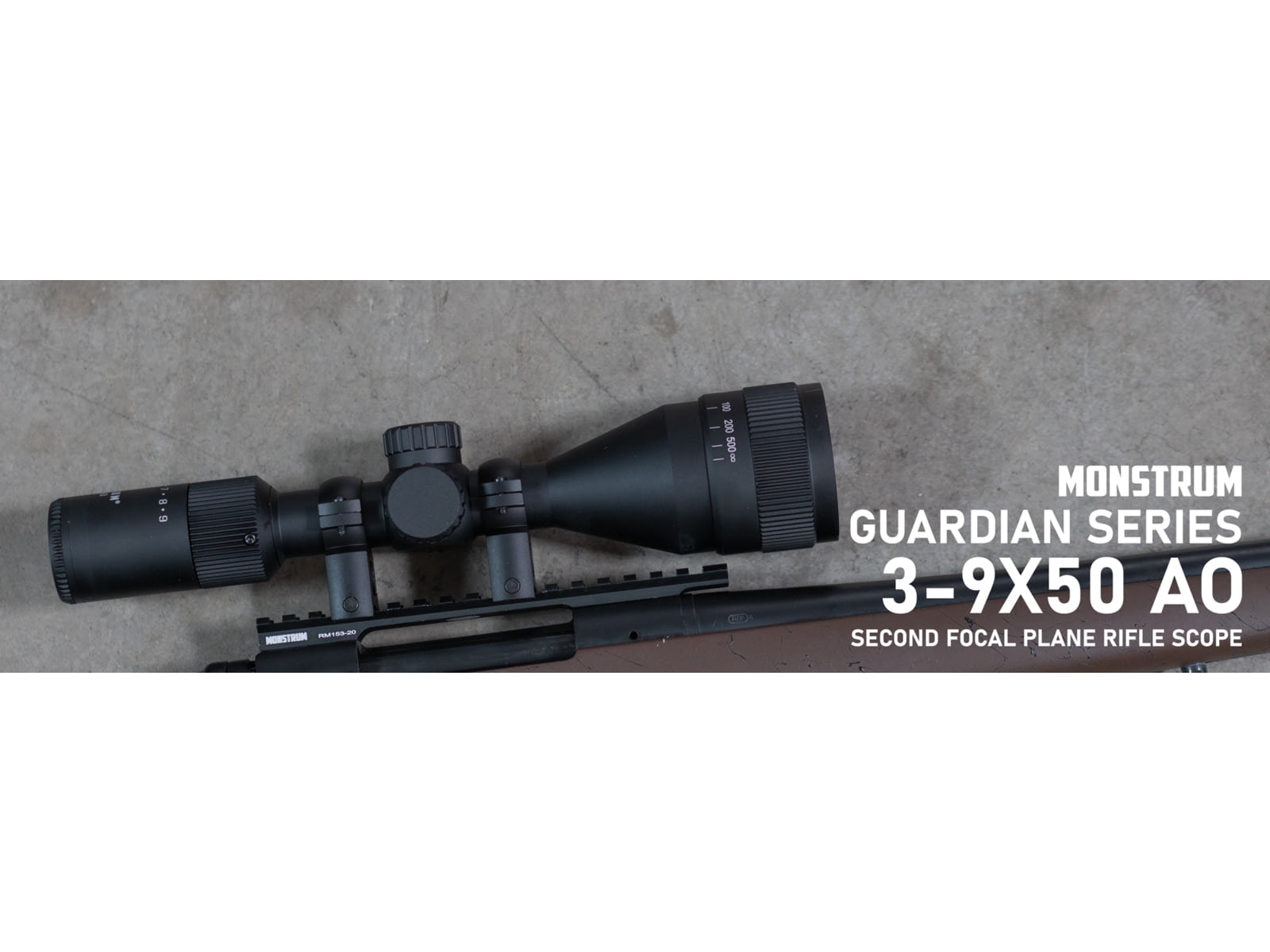 Monstrum Guardian 4-9x50mm w/ Parallax Adjustment AO Rifle Scope, 1in Tube, Second Focal Plane, Black