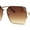 Gold - Brown, variant on Womens Ribbon Jewel Designer Style Rimless Oversize Rectangle Sunglasses Gold - Blue Red