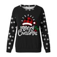 thumbnail image 4 of Gibobby Sudadera de Navidad para mujer Sudadera para mujer Moda Navidad Estampado Cuello redondo Ajuste Tops Casual Manga larga Camisas de entrenamiento Blusa suelta(Negro,XG), 4 of 5