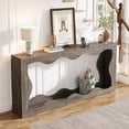 thumbnail image 6 of Tribesigns Farmhouse Console Table, 63-Inch Scalloped Console Table, Industrial Wooden Wavy Console Table with Storage for Entrance, Living Room (Gray), 6 of 7