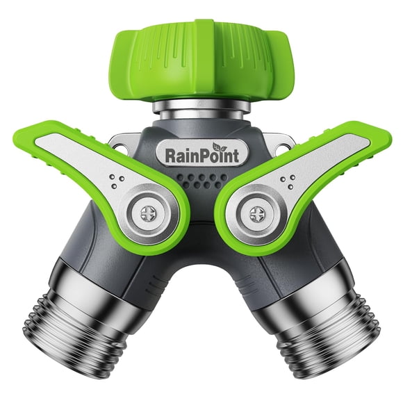 Divisor de mangueras de jardín RAINPOINT de 2 vías, resistente, 100% metal