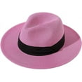 thumbnail image 2 of Panama Straw Hats for Women Men Summer Beach Sun Hat Wide Brim Fedora Cap UPF50+, 2 of 7