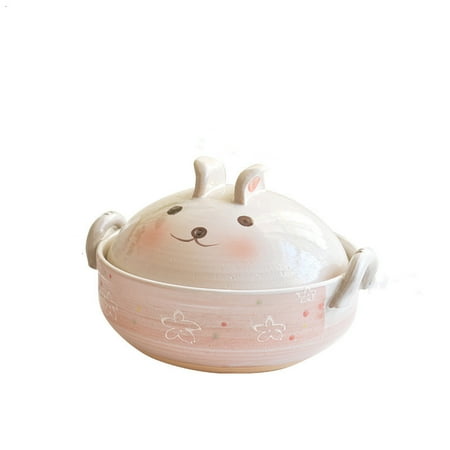 

Livesture Pot stew pot household gas cartoon ceramic casserole Coffee rabbit 2.1 liters