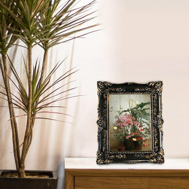 Marco de Fotos Colco Retro en Relieve para Decoración de Mesa del Hogar Sal Negro