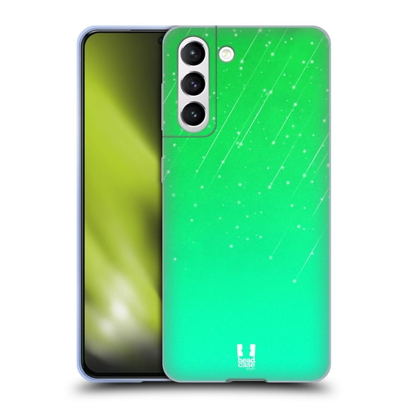 Head Case Designs Neon Rain Ombre Green Soft Gel Case Compatible with Samsung Galaxy S21 5G