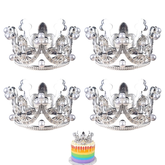 Decoración de pastel de corona Pearl Crown decoración de pastel de cumpleaños plug in