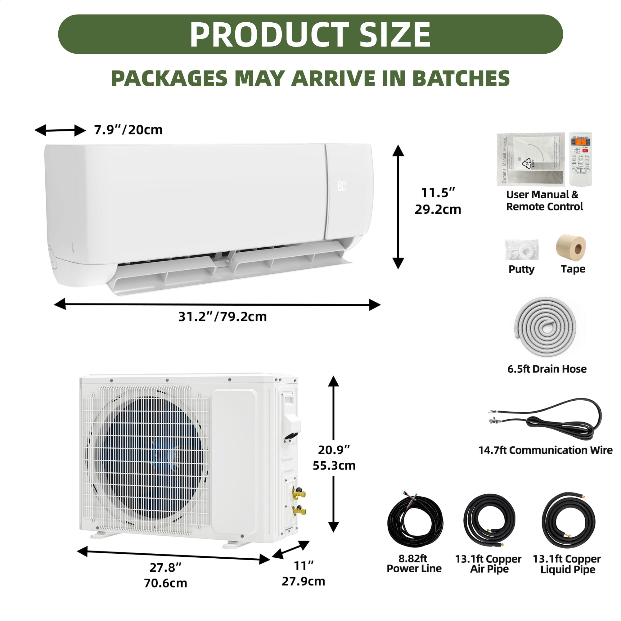 Uforic 12000 BTU Mini Split AC & Heat Pump, 20 SEER2 115V Ductless Inverter, WiFi & Alexa Enabled, 750 Sq. Ft, White with Installation Kit