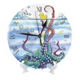 thumbnail image 2 of Reloj de pared con forma de pulpo para la hora del baño, silencioso, de 10 pulgadas, estilo rústico retro, decorativo para sala de estar, cocina, hogar, baño y dormitorio, 2 of 7