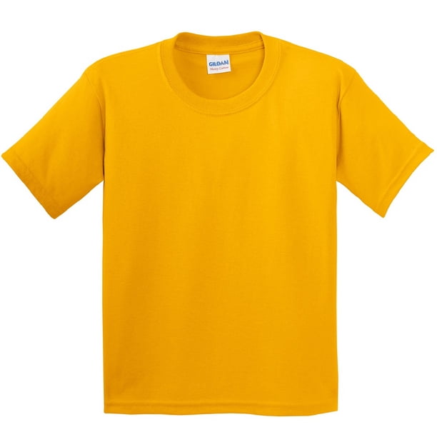 Gildan - Camiseta básica de manga corta Unisex con algodón grueso Niños Niñas - Verano/Calor (Oro)