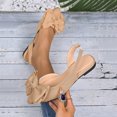 thumbnail image 2 of Women's Bowknot Pointed Toe Slingback Flats Adjustable Ankle Strap Low Heel Flock Upper Casual Shoes, 2 of 2