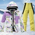 thumbnail image 2 of Valora Men's Suits Men And Women Ski Wear Winter Windproof Hooded Jacket And Pants Suitable For Casual Outdoor Ski Wear Yellow XL, 2 of 4