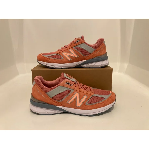 Size 10 Men - New Balance 990v5 Made in USA Pink Coral Grey Casual Shoes M990SR5