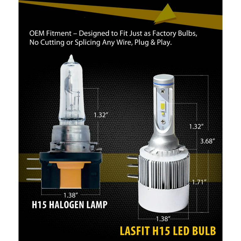 H15 LED Headlight Bulbs, Lasfit High Beam DRL Light Z ES Chips