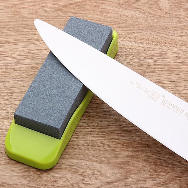 RKSTN Plastic Sharpening Stone Household Sharpening Stone Kitchen Double Sided Sharpening Stone with Base Non-Slip Knife Sharpener Polishing Grinding Knife Sharpening Tool Kitchen Gadgets