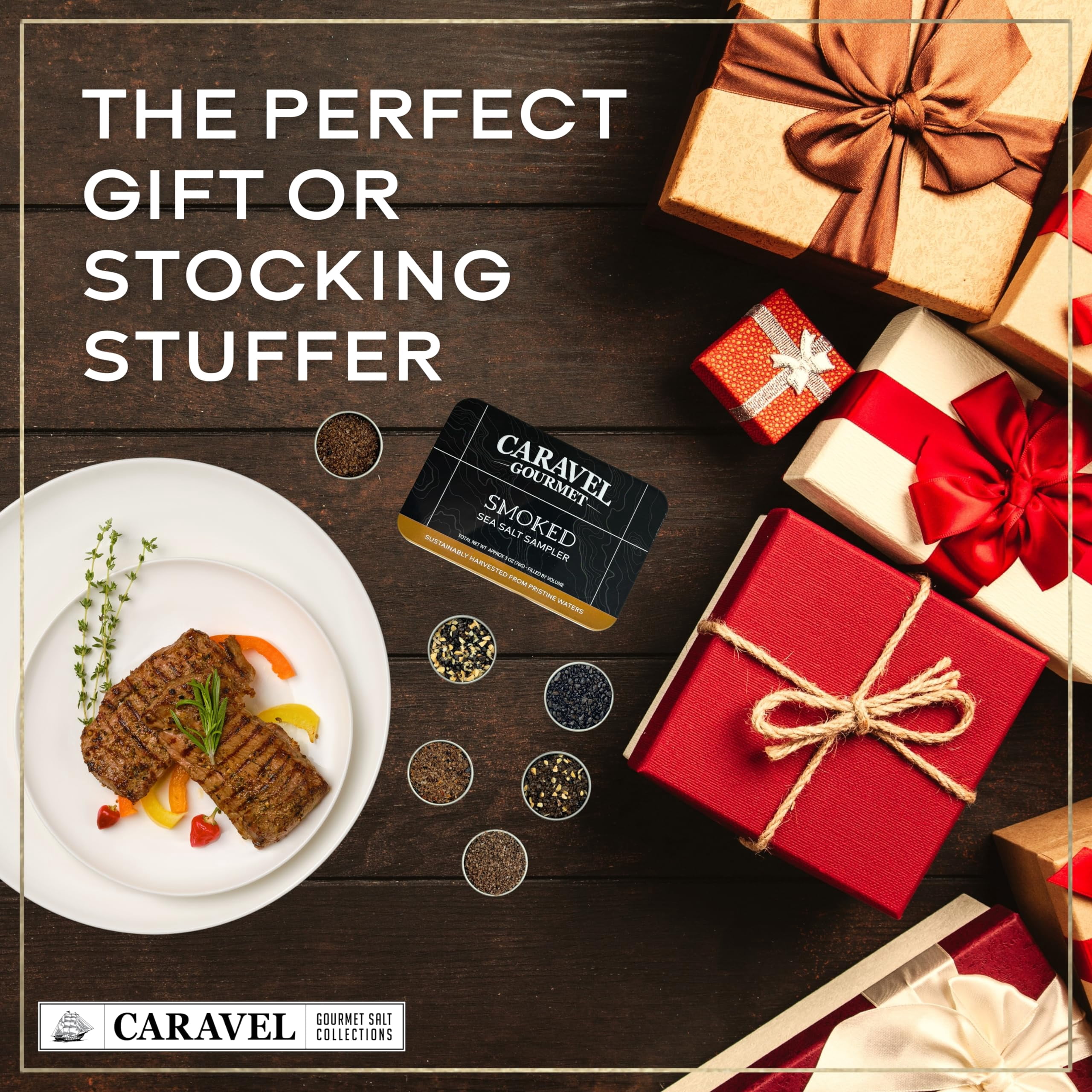 Caravel Gourmet Smoked Sea Salt Sampler, Gluten-Free, 3 oz, 6 Count