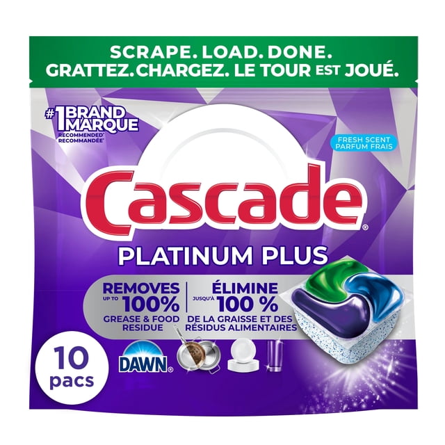 Cascade Platinum Plus Action Pacs, Dishwasher Detergent, Fresh, 10ct