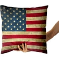 thumbnail image 5 of Vintage American Flag Patriotic Pillow Covers Set of 2 4th of July Pillow Covers USA Freedom Home Decorative Soft Cushion Case for Bed Sofa Couch 18x18 Inch, 5 of 6