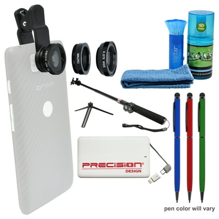 Zuma 3-in-1 Clip-on Fisheye, Macro & .67x Wide-Angle Lens Set for Smartphones & Tablets + Selfie Stick + 5000mAh Power Bank + 3 Stylus + Cleaning Kit Zuma 3-in-1 Clip-on Fisheye, Macro & .67x Wide-Angle Lens Set for Smartphones & Tablets + Selfie Stick + 5000mAh Power Bank + 3 Stylus + Cleaning Kit