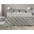 thumbnail image 1 of Geometric Comforter & Sham Bedding Set, Triangles Pattern Diagonal Blanket Cubism Textured Graphic, 3 pcs Duvet Set Microfiber Filling Quilt, 5 Sizes, Almond Green Dimgray, by Ambesonne, 1 of 4