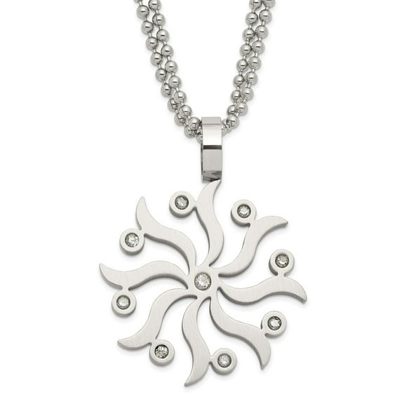 Chisel Stainless Steel Snowflake w/ CZs 22in Necklace