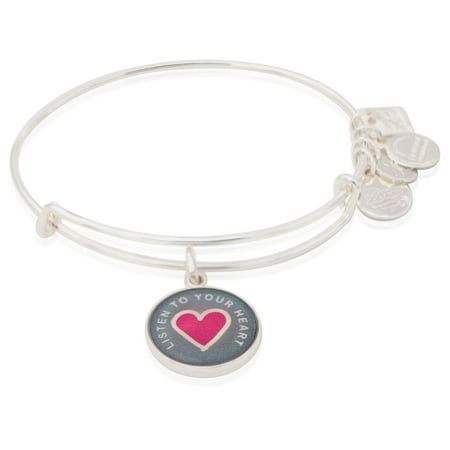 Women's Charity Design Listen to your Heart Bangle Shiny Silver One Size