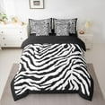 thumbnail image 2 of Feelyou Black White Zebra Print Twin Bedding Sets 7-Piece for Kids, Modern Fashion Stripes Bedding Comforter Set, Cartoon Wildlife Reversible Sheet Sets, Breathable Home Decor, 2 of 8
