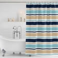 thumbnail image 3 of Khaki Striped Shower Curtain, Waterproof Shower Curtains for Bathroom, Navy Blue Farmhouse Stripes Modern Abstract Art Washable Fabric Bathtub Curtain Set Bath Decor with 12 Hooks Extra Long 72"x96", 3 of 8