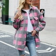 thumbnail image 2 of Mingw Womens Plaid Shacket Jacket Flannel Knitting Cotton Winter Clothing Woolen Coats,L, 2 of 5