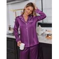 thumbnail image 2 of Ekouaer Satin Pajama Set for Women Silky Sleepwear Long Sleeve Top and Pants Button Down Pjs Lounge Set, 2 of 6