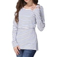 thumbnail image 5 of Leesechin Maternity Shirts Clearance V-Neck Long Sleeve Bandage Solid Color Breast-Feeding Pregnant Nursing Blouse Tops, 5 of 6