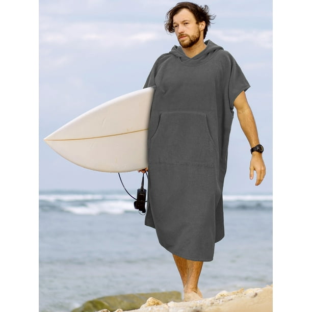 SUN CUBE Surf Poncho Robe with Hood Thick Quick Dry Microfiber Wetsuit Changing Towel for Surfing Beach Outdoor Sports -Grey -
