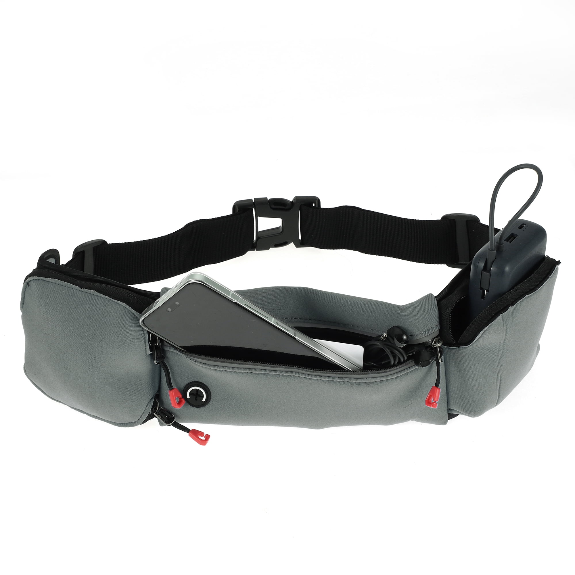Unique Bargains Lightweight Zipper Running Belt 1 Pc Dark Gray