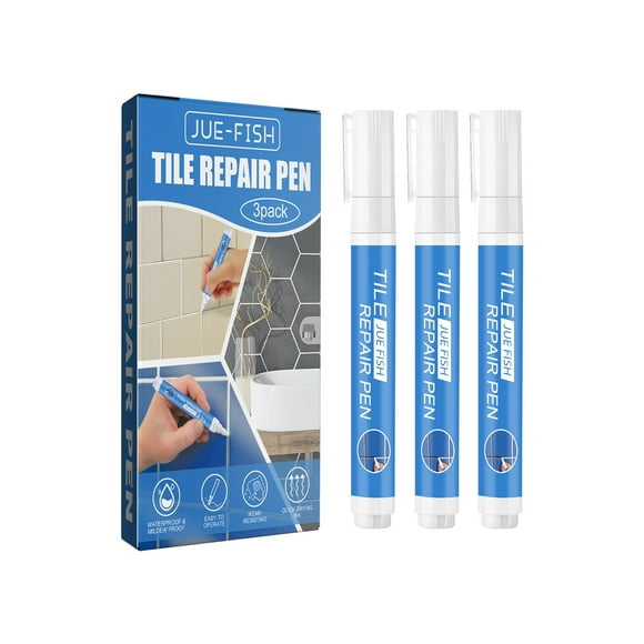 Pompotops 3 Pcs Tile Grout Pen Repair Pen Set (3 Pcs White) Waterproof Marker Grout Repair Pens For Wall And Floor Tile Lines - Narrow 2-5mm With Extra Tip (3 X 7ml) Clearance