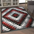 thumbnail image 3 of Emma + Oliver 5x7 Distressed Southwestern Diamond Motif Plush Pile Olefin Accent Rug in Red, Beige, Brown and Black - Jute Backing, 3 of 7