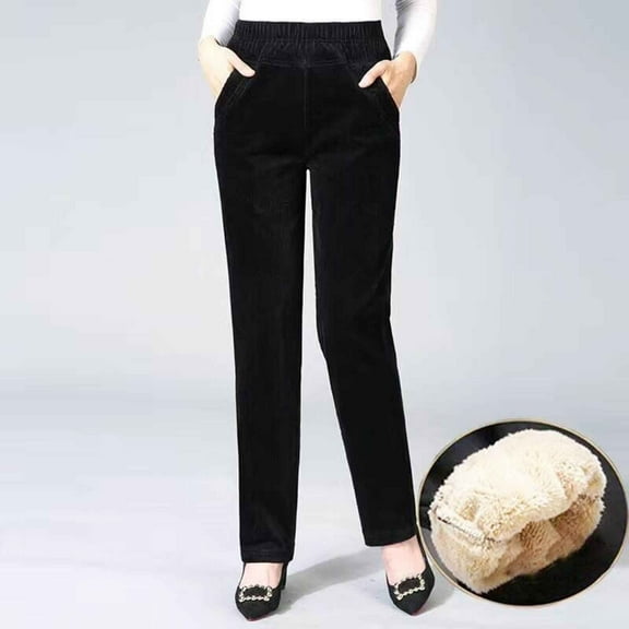 Outfmvch Warm Pants for Women Sweatpants Women Winter Pants for Women Womens Fall Pants Womens Snow Pants Fleece Pants Women Womens Corduroy Pants Black L
