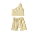 thumbnail image 3 of Sunloudy Ensemble de Mode pour Filles Enfants 2 Pcs Haut à une Épaule + Shorts, 3 of 6