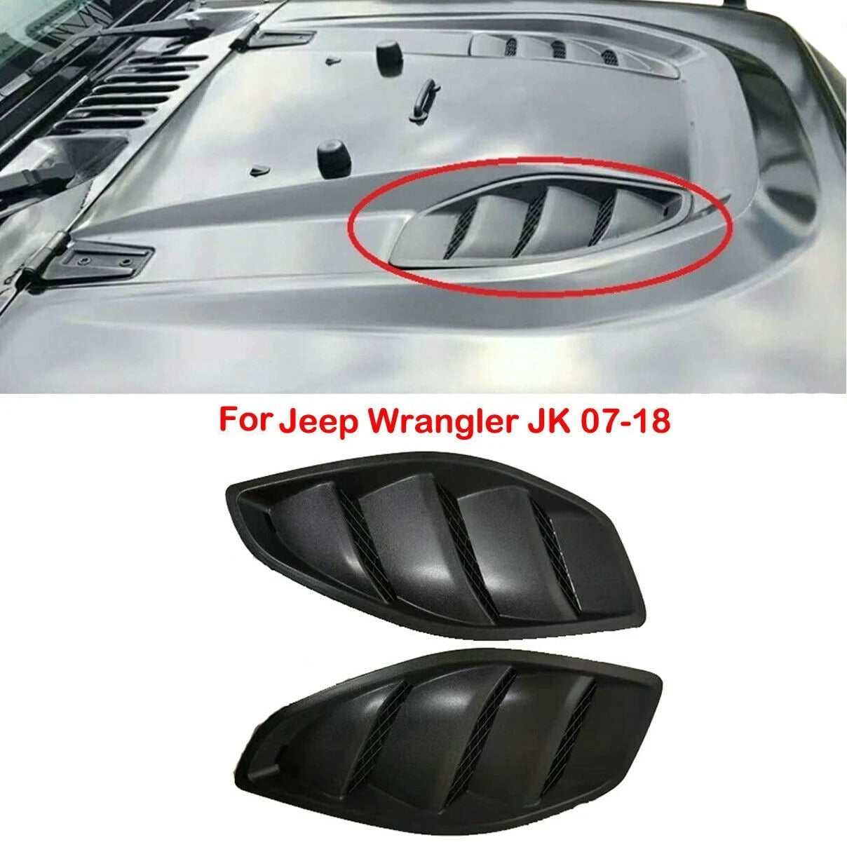 Car Left Right Engine Hood Dome Louvers Air Inlet Vents Bezel Fit for Jeep JK For Wrangler 2007-2017