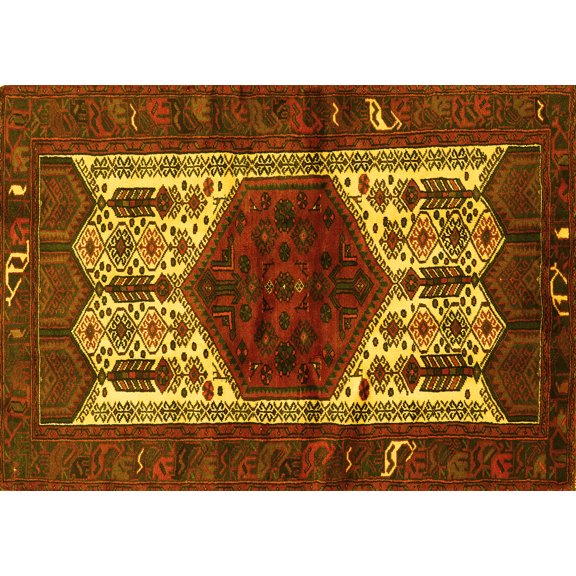 Ahgly Company Indoor Rectangle Persian Yellow Traditional Area Rugs, 6' x 9'