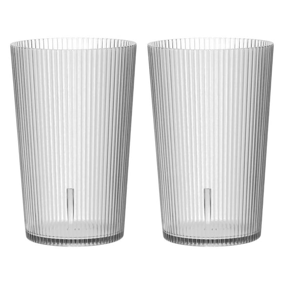 Uxcell Clear Plastic Reusable Drinking Glasses, 9.5oz Ribbed Drinking Glasses Set Plastic Water Cup Unbreakable Stackable for Beer Cocktail Water Juice Whiskey(Gray, 2Pcs)