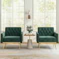thumbnail image 3 of Giantex Mid-century Upholstered Accent Chair, Modern Leisure Velvet Sofa w/Adjustable Foot Pads (1, Dark Green), 3 of 8