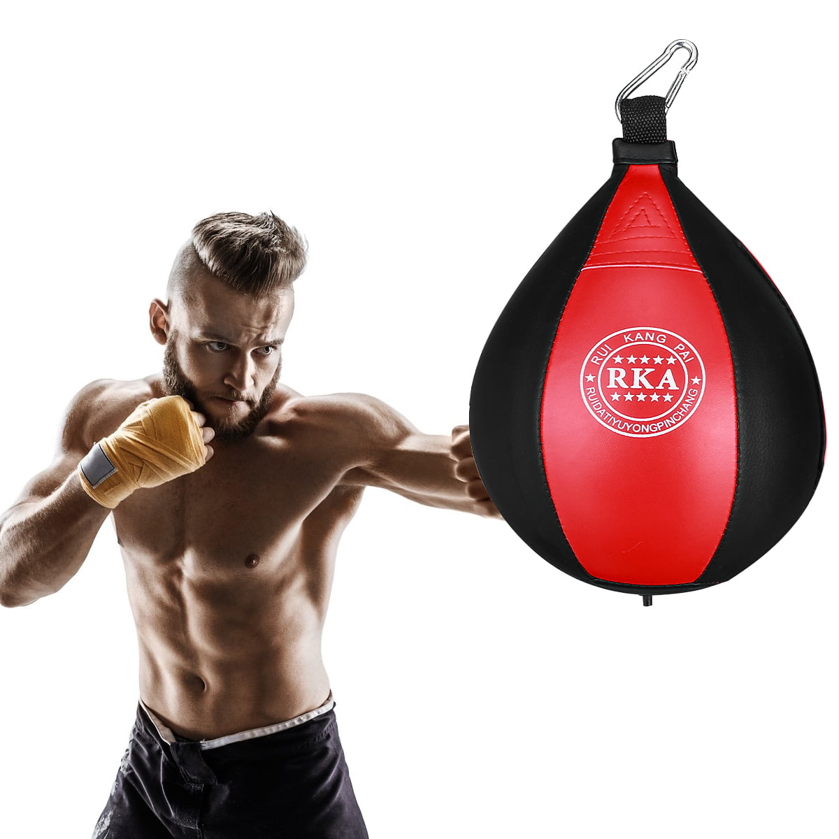 Pear Shaped Punching Bag with PU Leather Swivel Punch Hooking Hanging Speed Dodge Ball Suitable for Boxing Training/Daily Exercise Boxing Speed Ball 