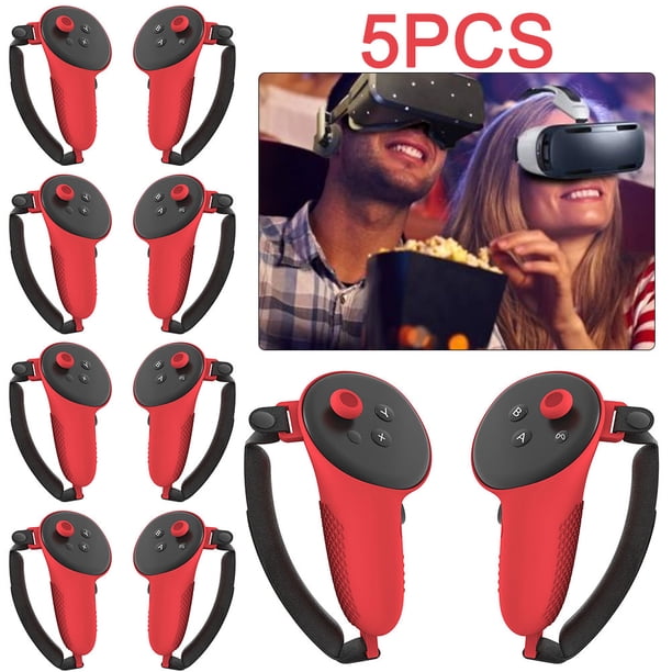 5 Pares Empuñaduras Controlador TPU para Accesorios Meta Quest 3 VR () Rojo