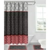 DIAMOND RED / BLACK 15-piece Hotel Bathroom Sets - 2 Non-Slip Bath Mats Rugs Fabric Shower Curtain 12-Hooks