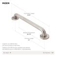 thumbnail image 2 of Moen Brushed Nickel Bathroom Safety 42-Inch Designer Grab Bar with Curl Grip, 2 of 6